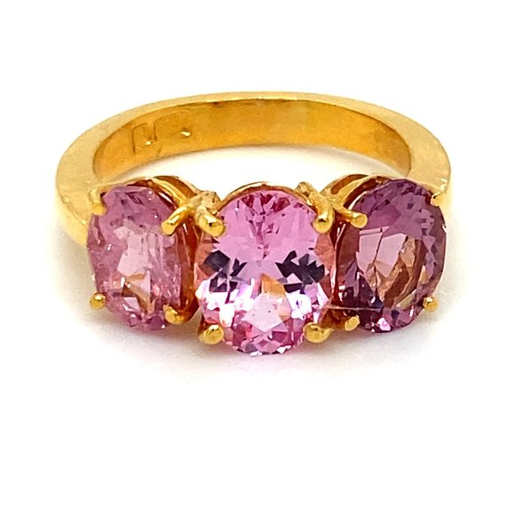 Certified Pink Spinel 5.25ct Solid 22K Gold Ring - Picture 1 of 8